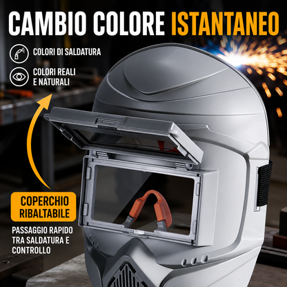 Maschera Per Saldatura Auto-Oscurante True Color Resistente A 130℃ Con Alimentazione Solare
