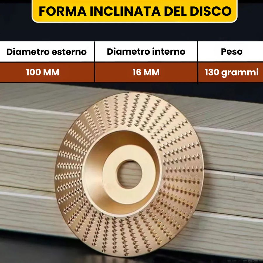 Set Da 3 Dischi Da Smerigliatura In Acciaio Al Carbonio Per Legno (Piatto - Curvo - Inclinato)