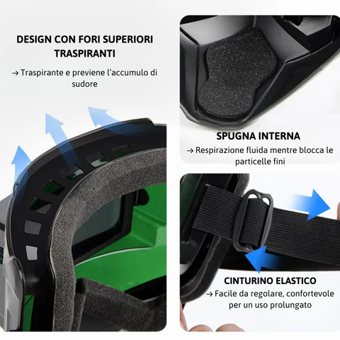 Maschera per Saldatura con Oscuramento Automatico 0,1 ms – Smontabile in 2 Parti, Protezione Totale
