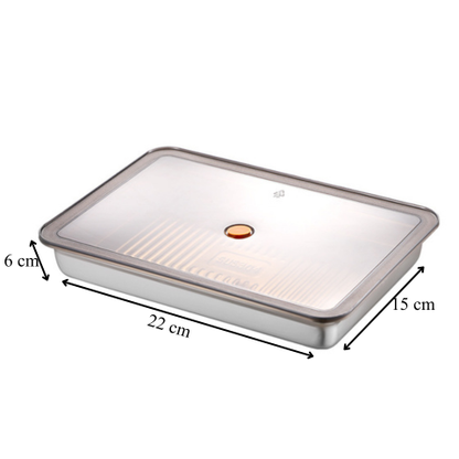 Contenitore ermetico per alimenti in acciaio inox 304 – formato grande (22×15×6 cm)