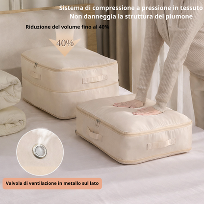 Sacche organizzatrici a compressione automatica per piumoni, vestiti e coperte, impermeabili e resistenti all’umidità (54×42×30 cm)