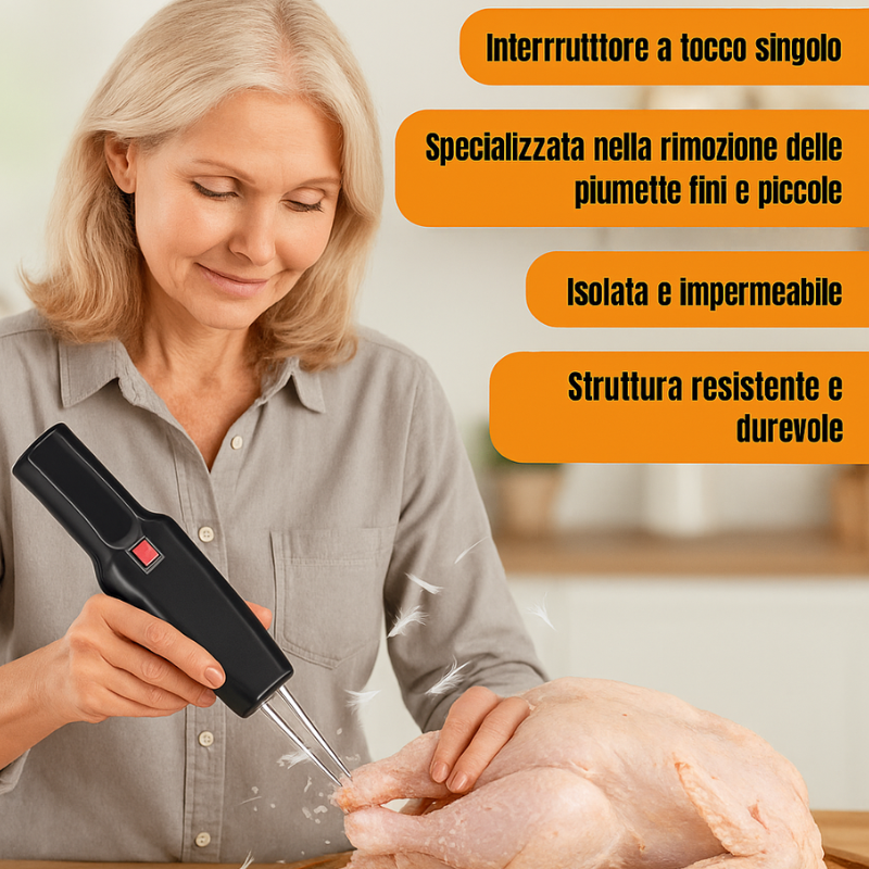 Spiumatrice Elettrica Portatile 220V – Rimuove le Piumette in Pochi Secondi