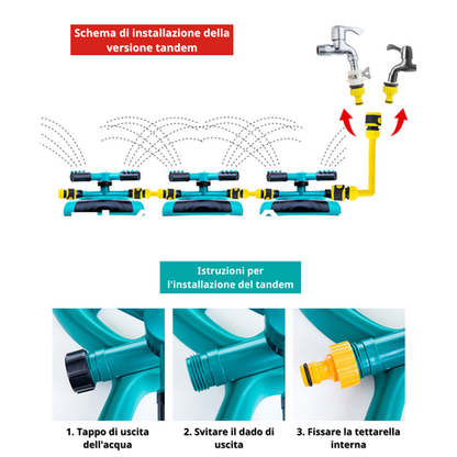 Irrigatore Automatico Per Giardino Con 3 Ugelli Rotanti A 360 Gradi