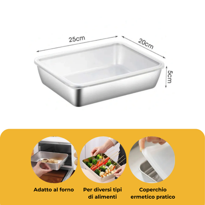 Scatole Per La Conservazione Degli Alimenti, Teglia Rettangolare (25x20x5cm)