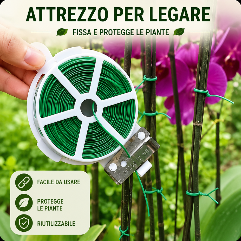 Set da 3 rotoli di filo per piante in stile Giapponese – 20m per rotolo – guida la crescita, sostiene i rami e protegge il fusto