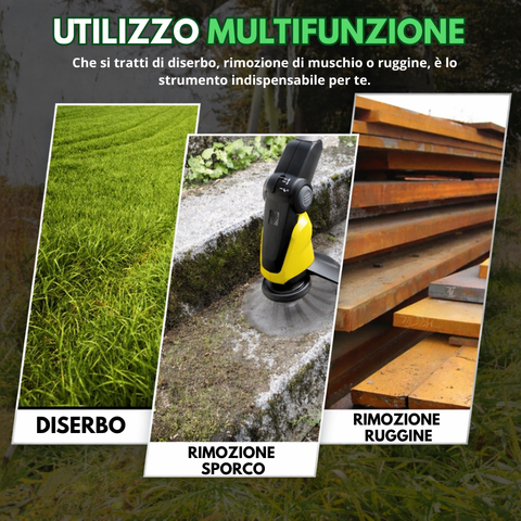 Testina per decespugliatore a 6 spazzole in acciaio ultra resistente (kit adattatore incluso)