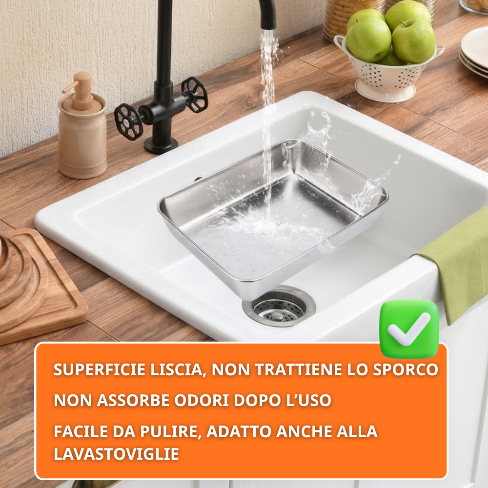 VASSOIO IN ACCIAIO INOX 304 PREMIUM Mantiene gli alimenti freschi fino a 5× più a lungo