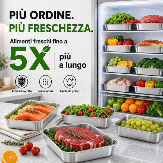 Contenitore in acciaio inox 304 – Frigorifero senza cattivi odori, cibo fresco tutta la settimana.