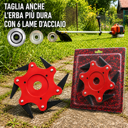 Lama per prato con 6 denti in acciaio (Accessori inclusi)
