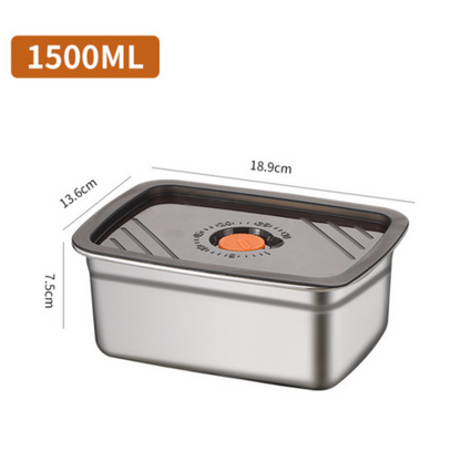 Grande contenitore ermetico per alimenti in acciaio inox antibatterico – 1500 ml (19 x 14 x 8 cm)