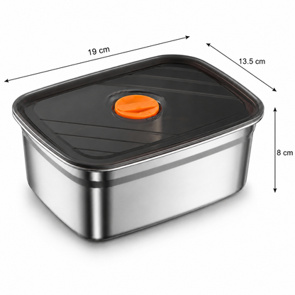 Contenitore Sottovuoto Antibatterico In Acciaio Inox, Grande Formato 1500ml (19 x 14 x 8 cm)