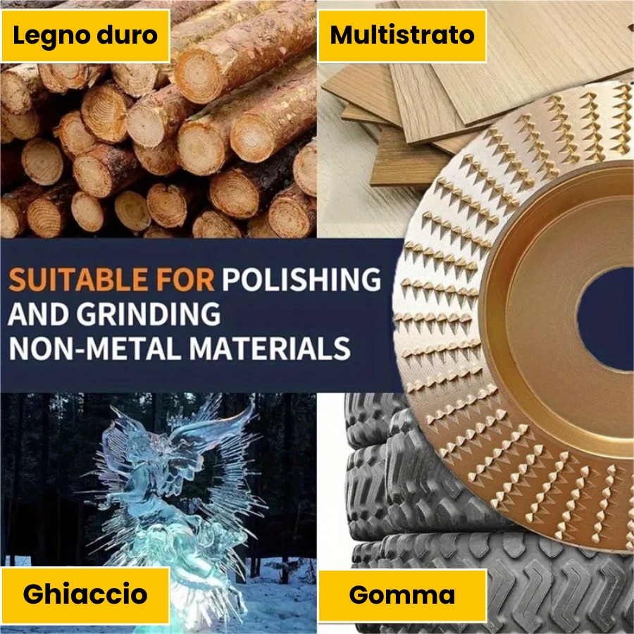 Set Da 3 Dischi Da Smerigliatura In Acciaio Al Carbonio Per Legno (Piatto - Curvo - Inclinato)