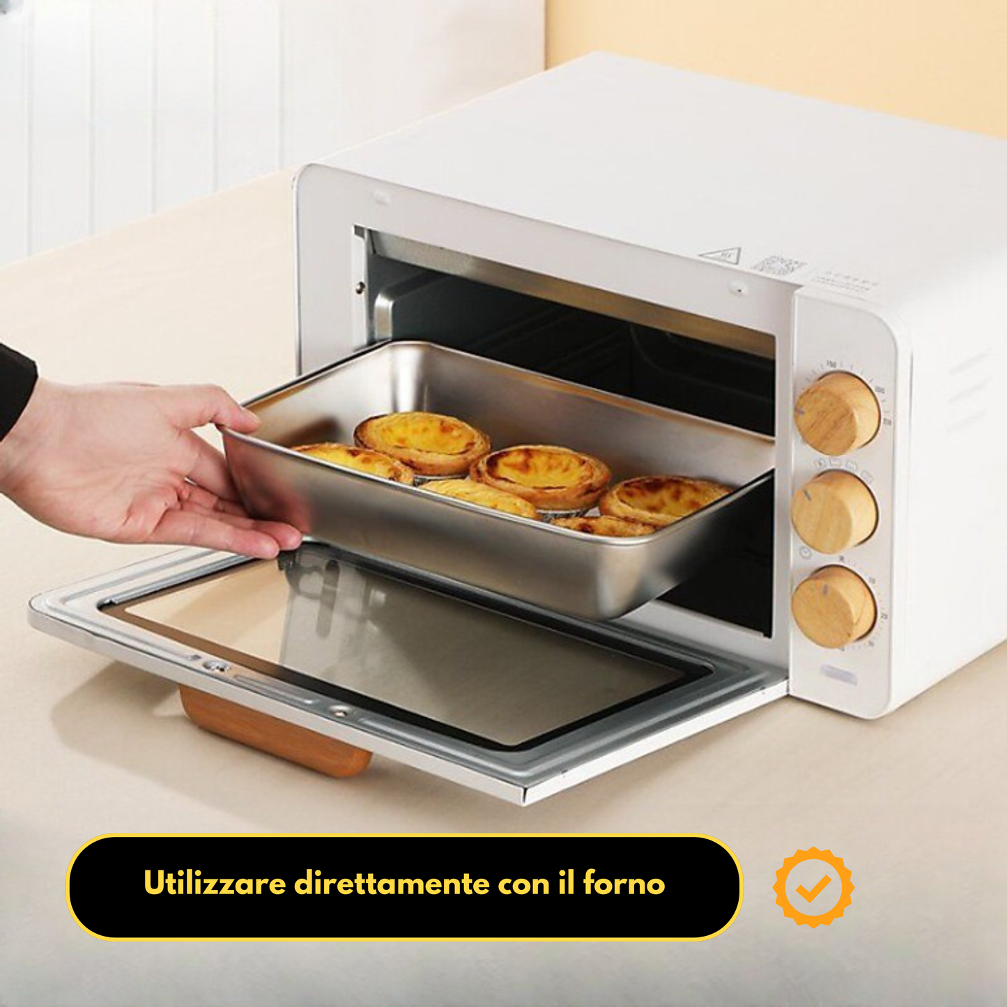 Scatola per la conservazione degli alimenti in SUS304, vassoio rettangolare in acciaio inox con coperchio in gomma, sicuro per la salute. (25 cm × 19,5 cm × 5 cm)