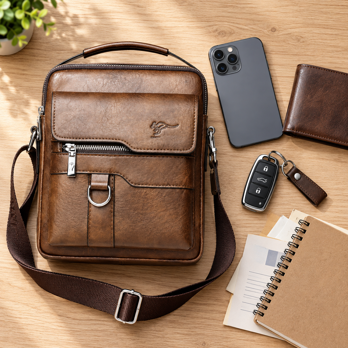 Borsa A Tracolla Da Uomo In Pelle Vintage