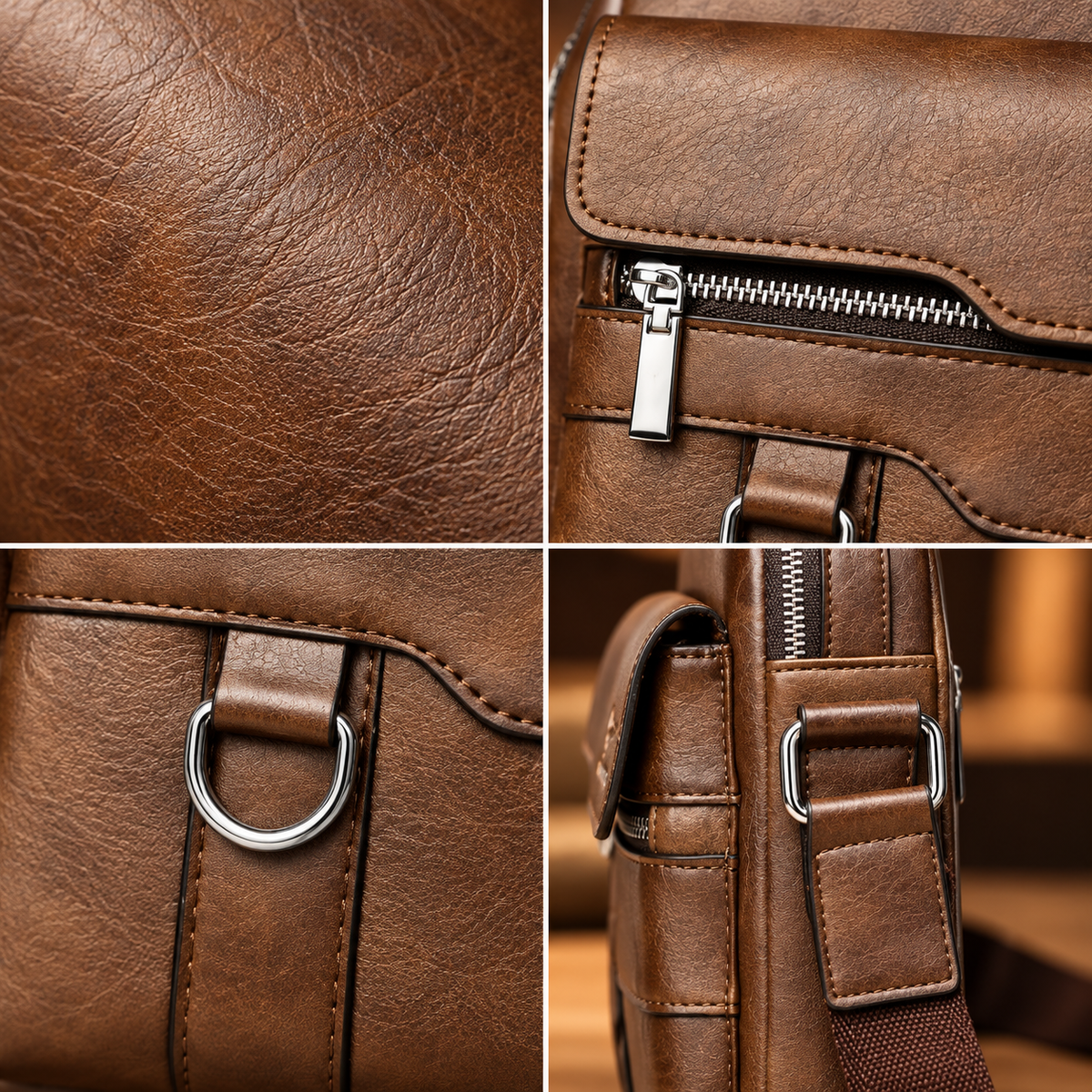Borsa A Tracolla Da Uomo In Pelle Vintage