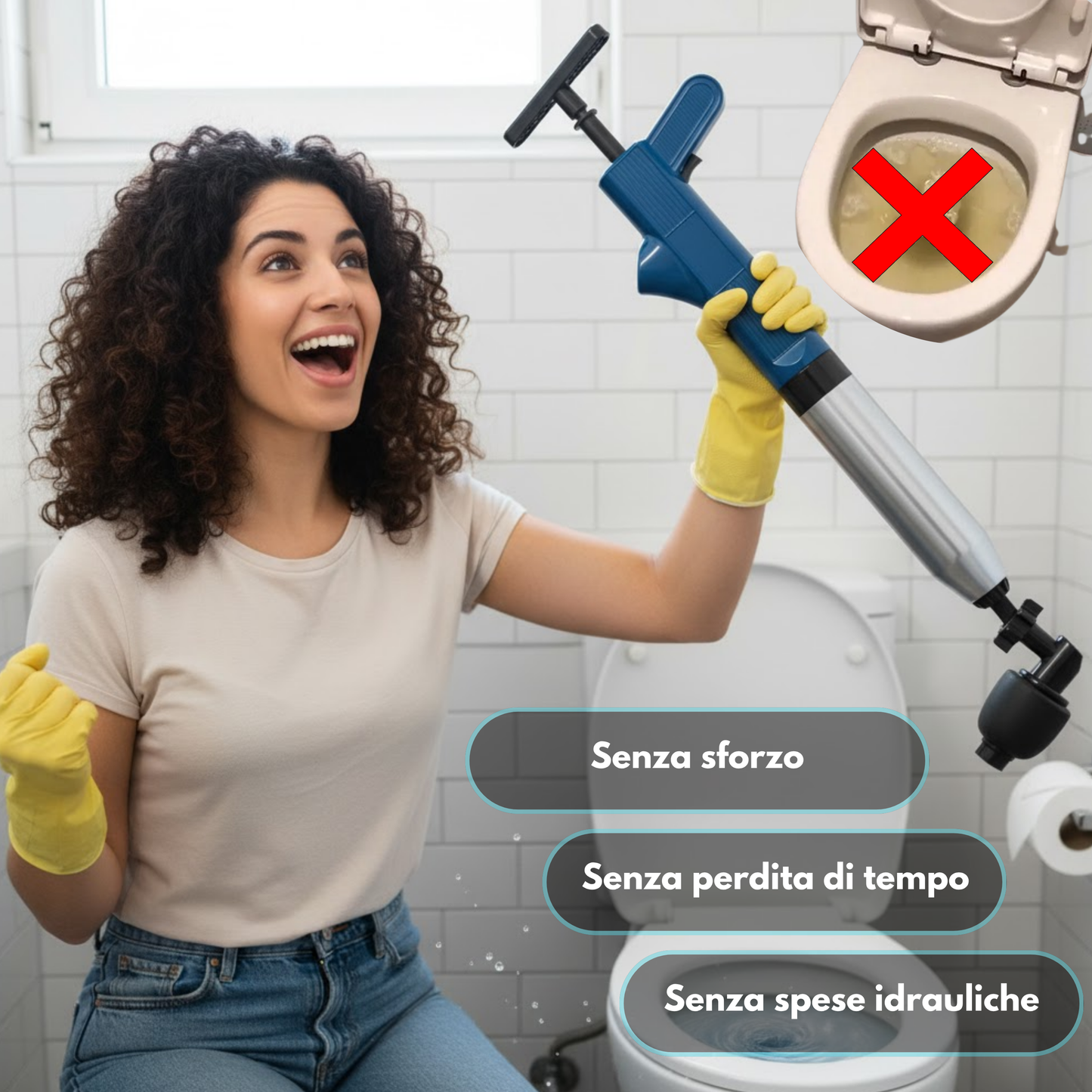 POTENTE COMPRESSORE D'ARIA PER STURARE I WC, SENZA BISOGNO DI CHIAMARE L'IDRAULICO