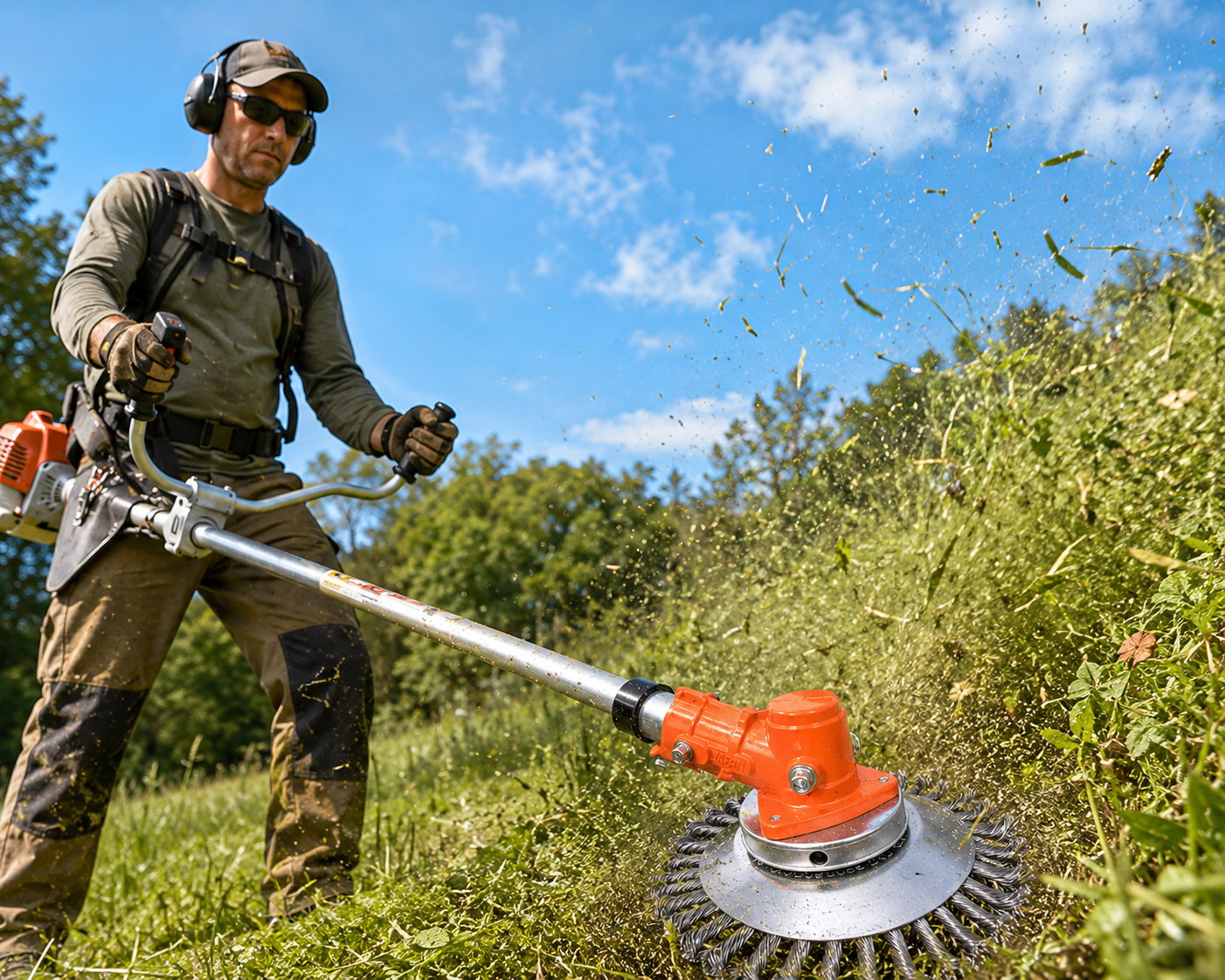 Lama da taglio per erba in filo d’acciaio super resistente a 360° (incluso kit di adattatori)