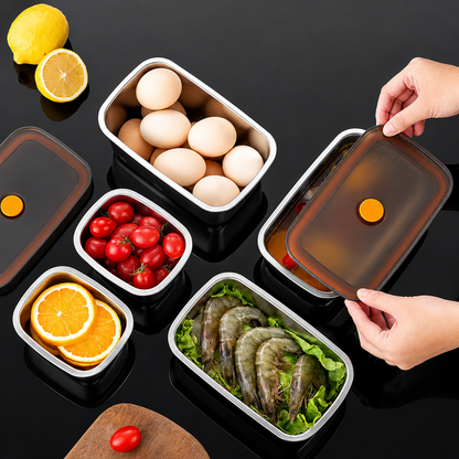 Scatola per alimenti sottovuoto antibatterica in acciaio inox 316 (19x14x6cm)