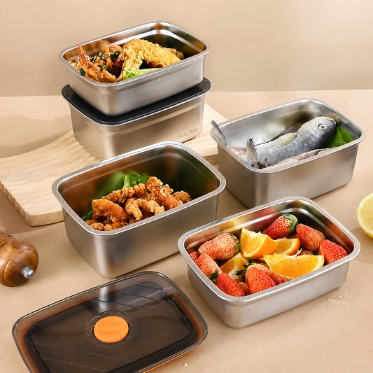 Scatola per alimenti sottovuoto antibatterica in acciaio inox 316 (19x14x6cm)