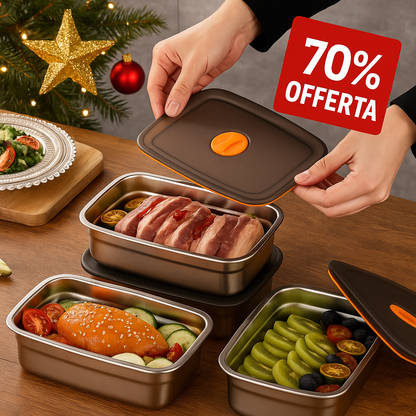 BestSeller™ - Scatola Per Alimenti Sottovuoto Antibatterica In Acciaio Inox 316 (19x14x6cm)