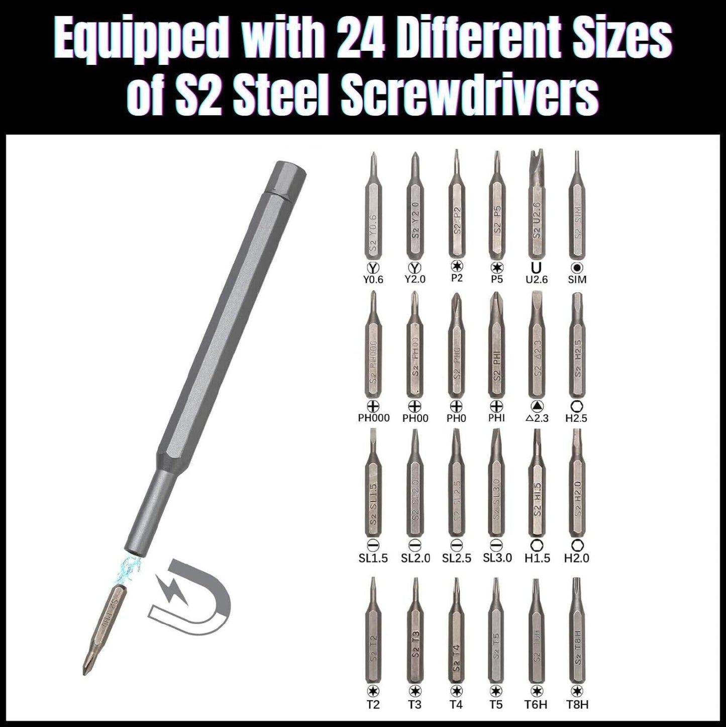 Magnetic Precision Screwdriver Set, 25 In 1 With 24 Piece Mini Pocket Screwdriver Set, Small Repair Kit For Mobile, Laptop, Watch Repairing Kit.