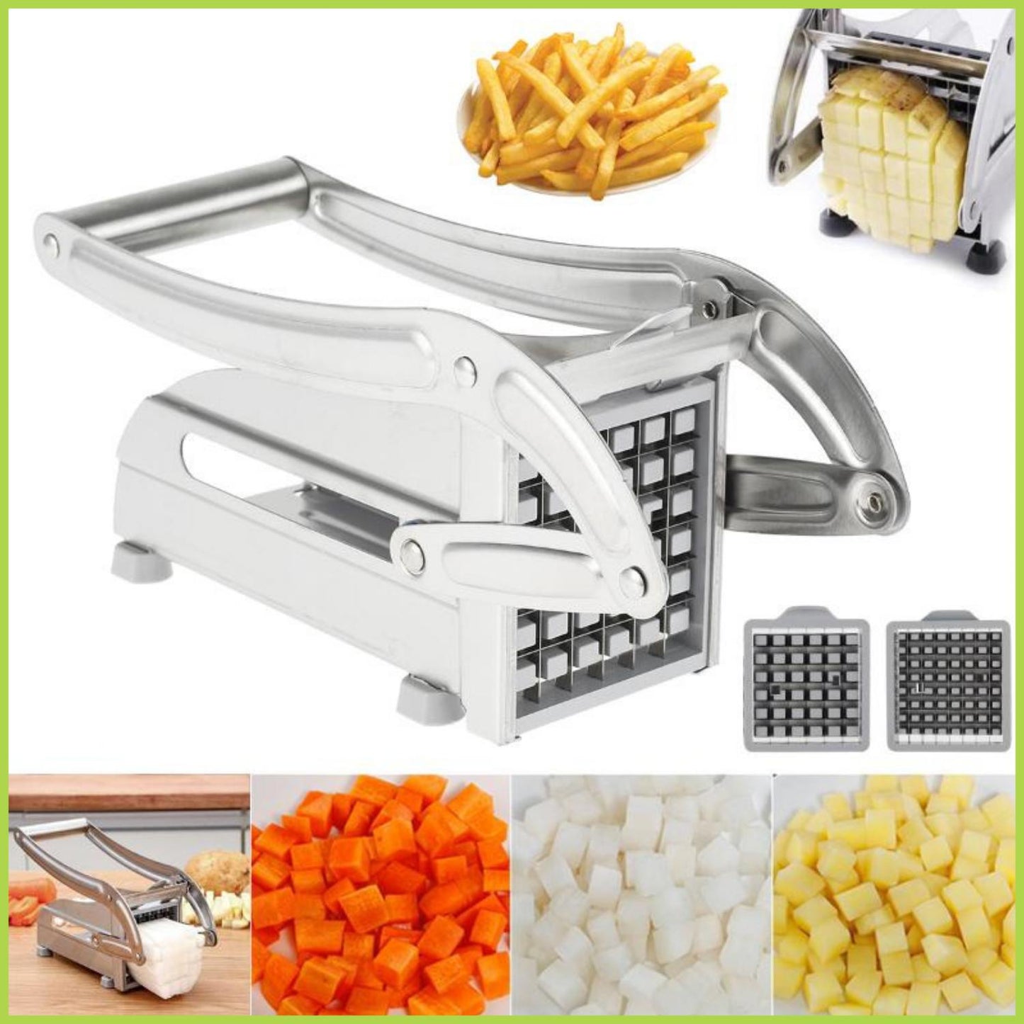 Cucina Patata Chipper Patatine Fritte Cutter Affettatrice Dicer Vegetable Fruit Chopper Con Lama In Acciaio Inox