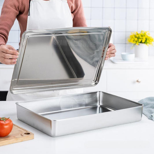 Scatole Per Coperchio Del Vassoio Di Servizio In Acciaio Inox (28.5*22.5*6cm)