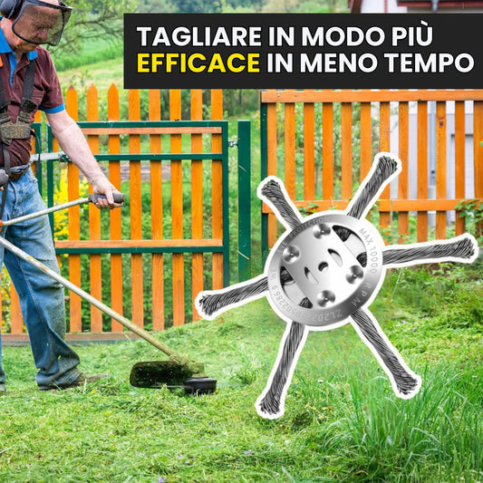 La testa del tagliaerba ha 6 rami intrecciati con filo d'acciaio resistente