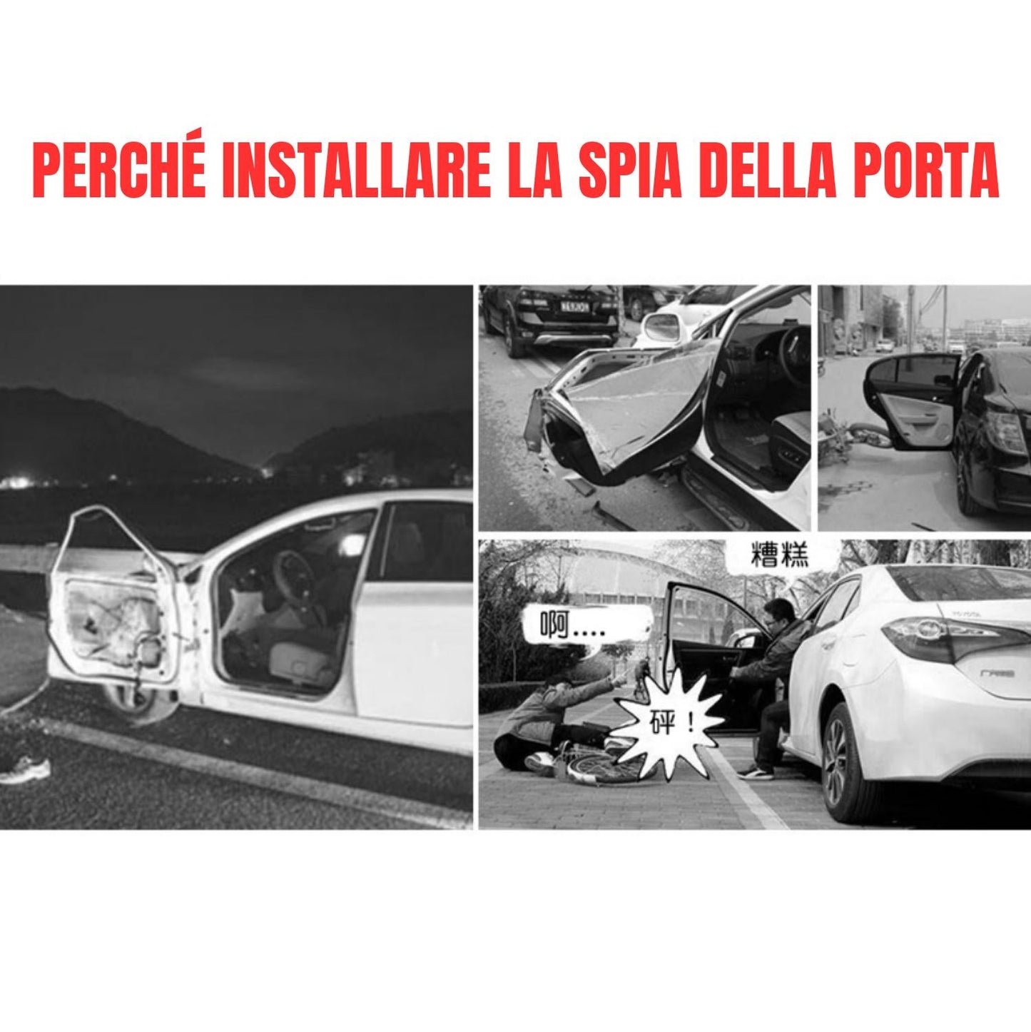 Luce Di Avvertimento Di Sicurezza A LED Per La Prevenzione Delle Collisioni Per L'apertura Della Porta Dell'auto, Luce Del Sensore Lampeggiante Con Sensore Magnetico Per L'assistenza Al Parcheggio