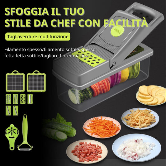 [14IN1] 1 Set Tritatutto, Affettatrice Di Verdure A Spirale, Taglierina Per Cipolle Con Contenitore, Tritatutto E Affettatrice Professionale Per Alimenti