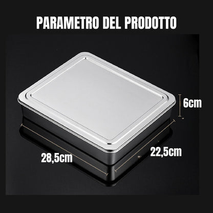 Scatole Per Coperchio Del Vassoio Di Servizio In Acciaio Inox (28.5*22.5*6cm)