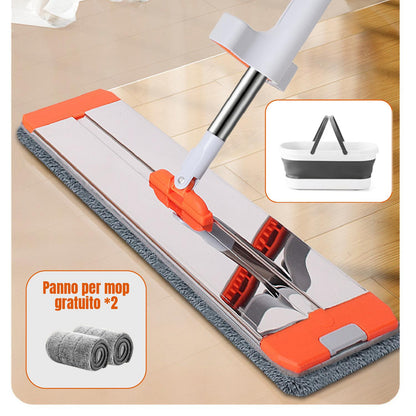 Mop Autoavvolgente A 360° Con Testa Grande In Lega Di Alluminio 45x13 cm - Versione Aggiornata