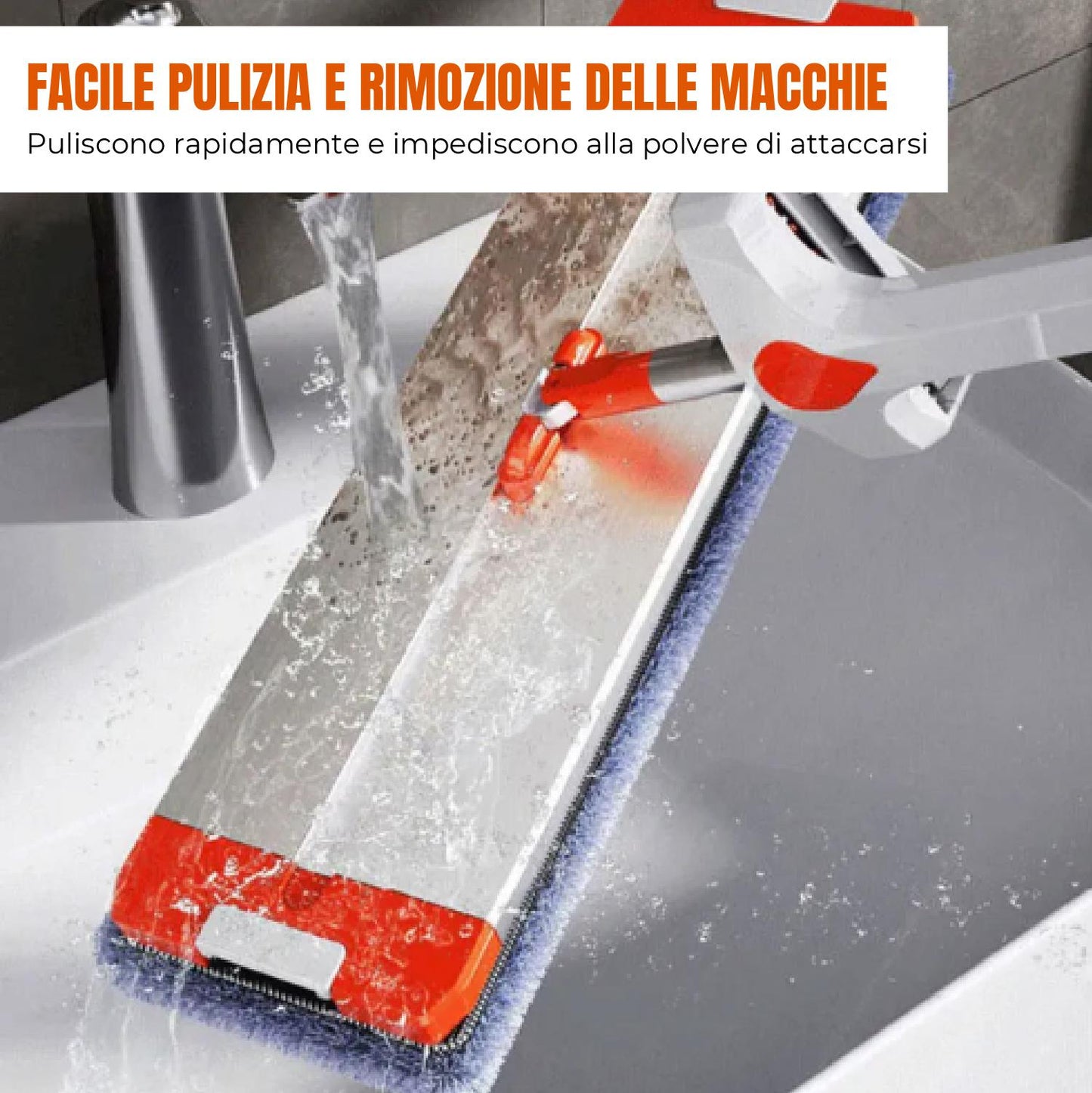 Mop Autoavvolgente A 360° Con Testa Grande In Lega Di Alluminio 45x13 cm - Versione Aggiornata