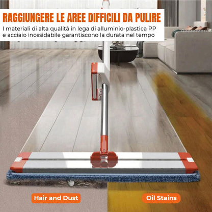 Mop Autoavvolgente A 360° Con Testa Grande In Lega Di Alluminio 45x13 cm - Versione Aggiornata