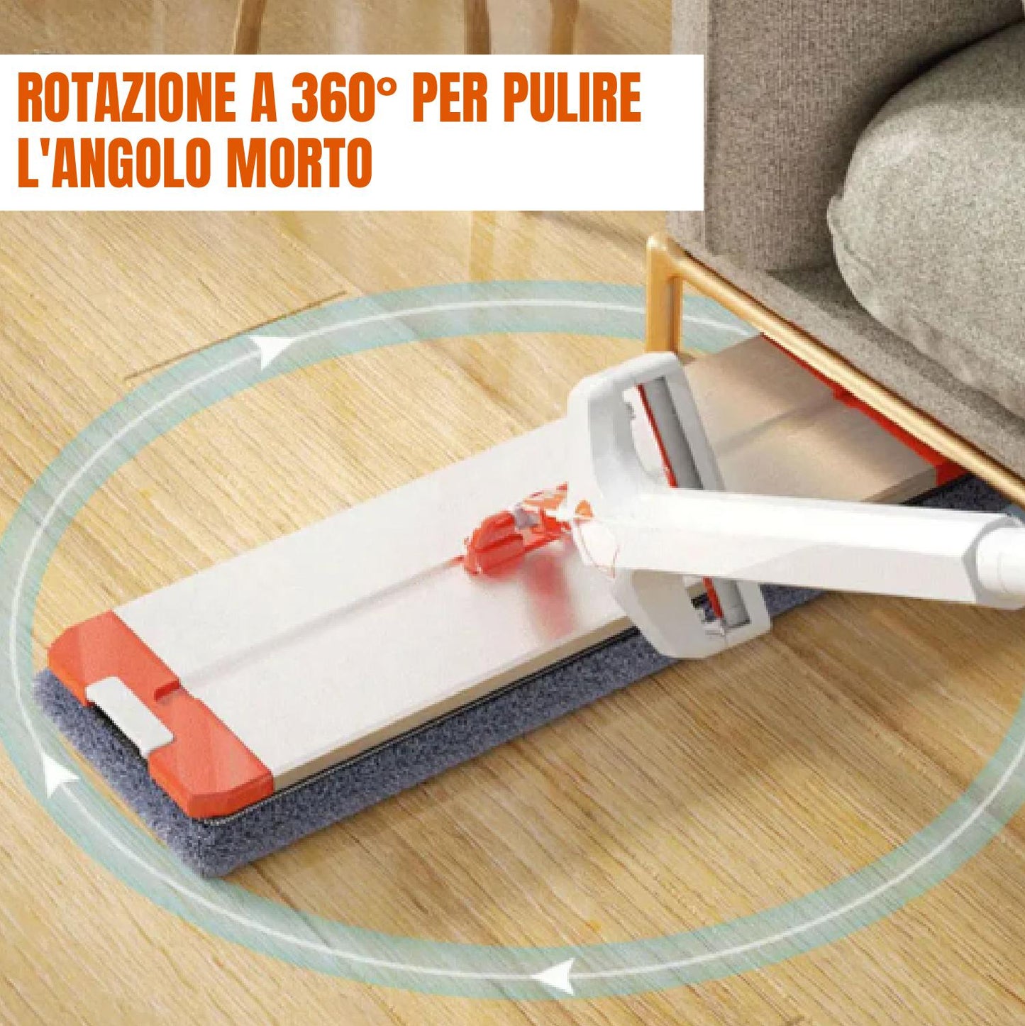 Mop Autoavvolgente A 360° Con Testa Grande In Lega Di Alluminio 45x13 cm - Versione Aggiornata