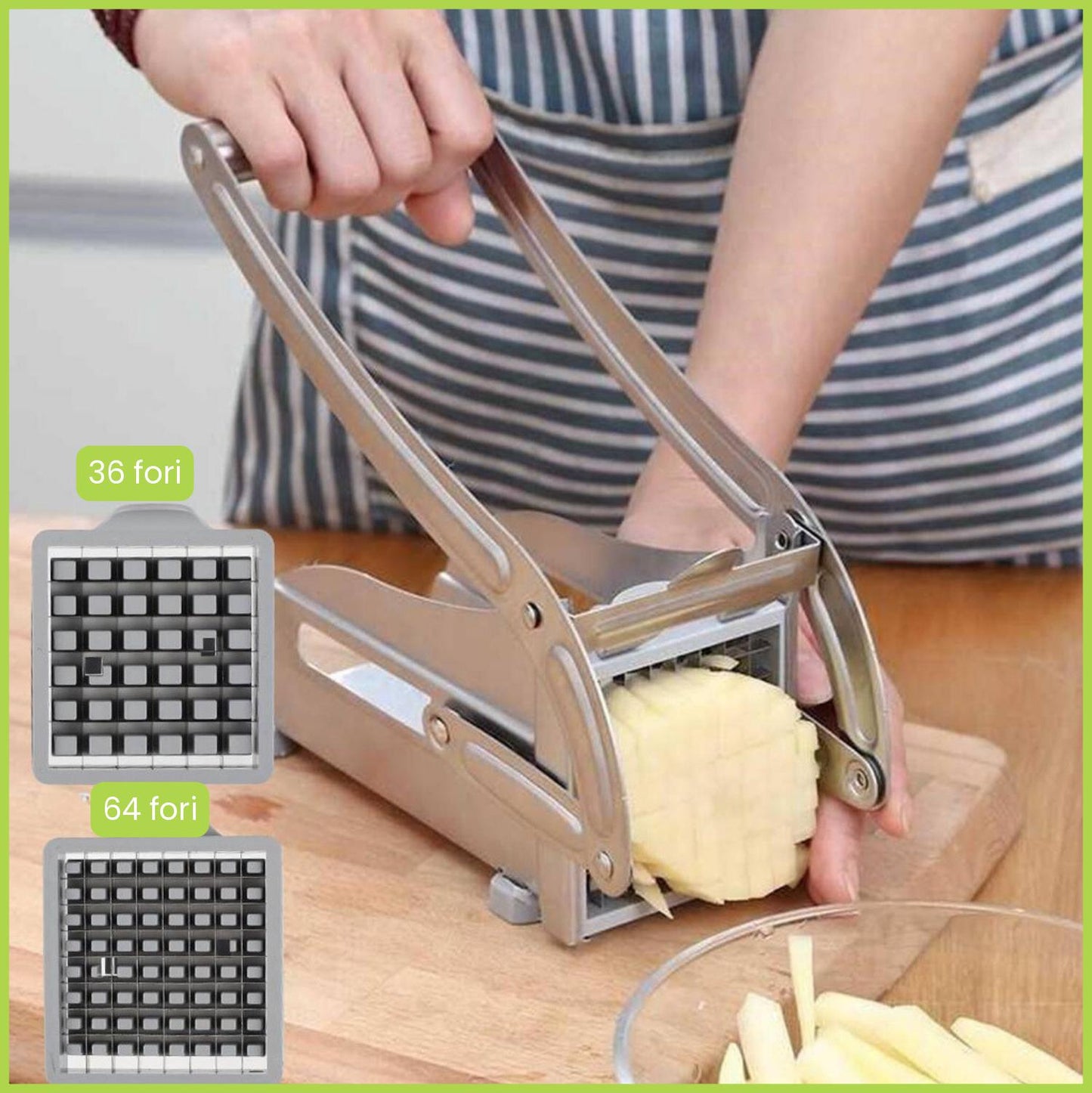 Cucina Patata Chipper Patatine Fritte Cutter Affettatrice Dicer Vegetable Fruit Chopper Con Lama In Acciaio Inox