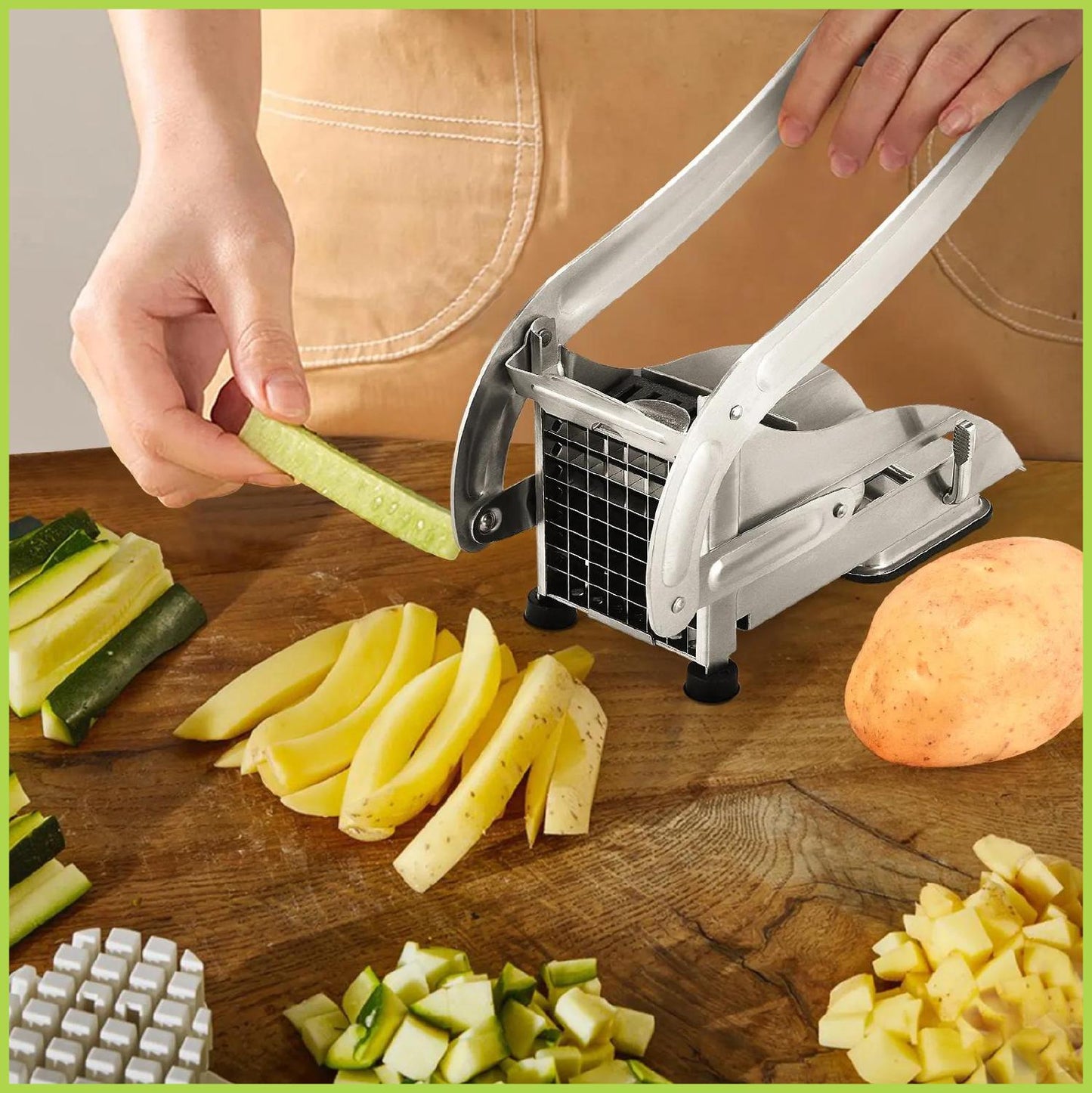 Cucina Patata Chipper Patatine Fritte Cutter Affettatrice Dicer Vegetable Fruit Chopper Con Lama In Acciaio Inox