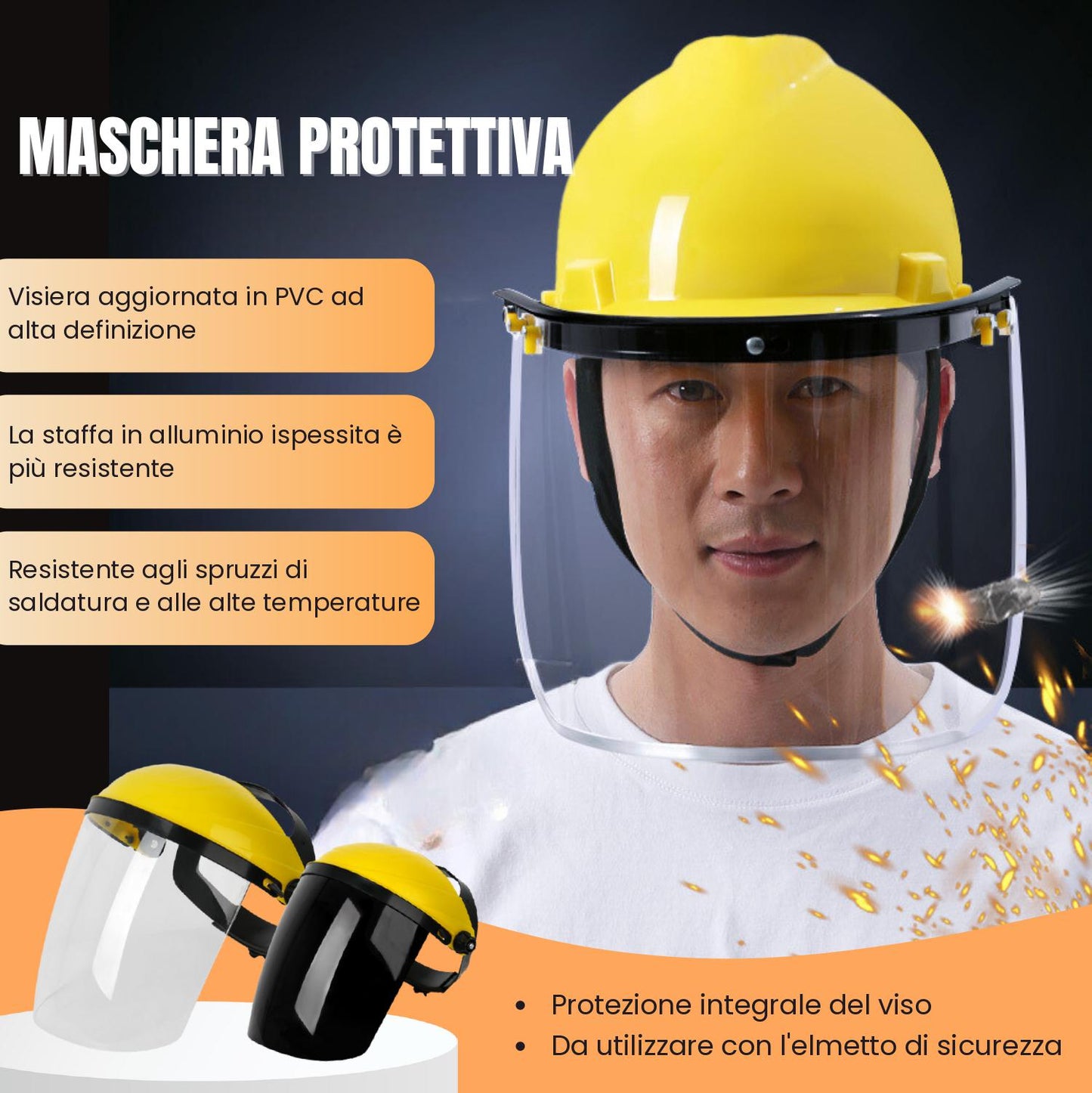 Maschera protettiva per saldatura resistente al calore, protettore del viso saldatore regolabile, maschera antipolvere