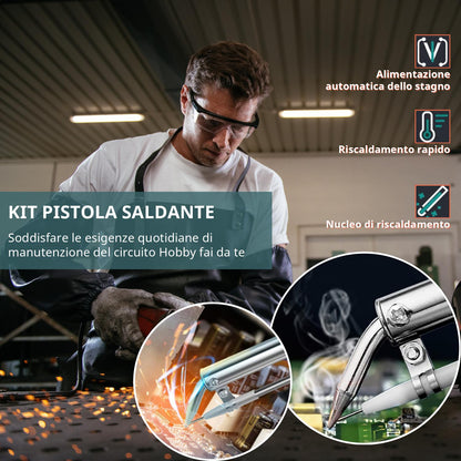 Kit saldatore, pistola elettrica da 60W con cavo e filo per saldare