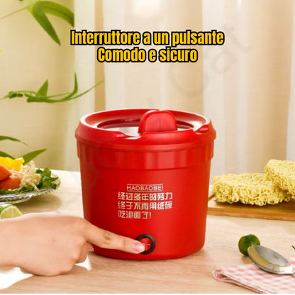 Pentola Portatile con Supporto per Telefono - Mini Pentola Elettrica per Cucinare Riso (1,2L) per Noodles, Zuppa, Pentola Calda e Frittura.