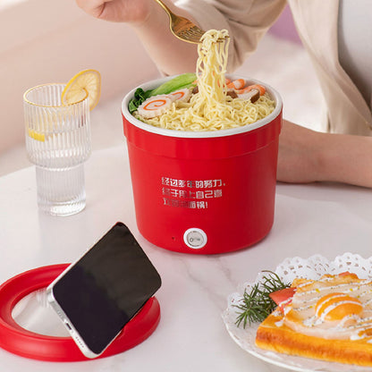 Pentola Portatile con Supporto per Telefono - Mini Pentola Elettrica per Cucinare Riso (1,2L) per Noodles, Zuppa, Pentola Calda e Frittura.