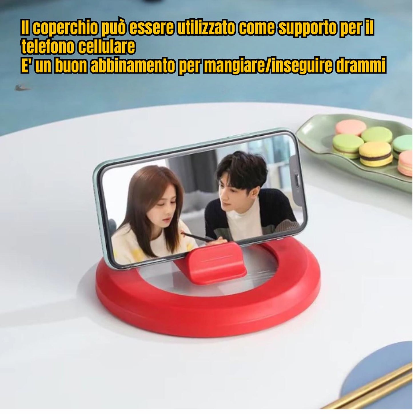 Pentola Portatile con Supporto per Telefono - Mini Pentola Elettrica per Cucinare Riso (1,2L) per Noodles, Zuppa, Pentola Calda e Frittura.