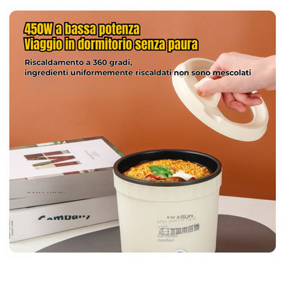 Pentola Portatile con Supporto per Telefono - Mini Pentola Elettrica per Cucinare Riso (1,2L) per Noodles, Zuppa, Pentola Calda e Frittura.