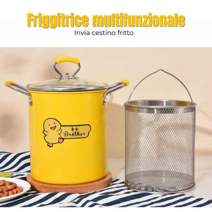 Friggitrice/Friggitrice Multifunzione/Pentola Multiuso Con Manico A Cestello Sicuro Nuovo