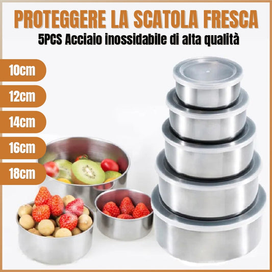 Cibo Savers Contenitori Di Stoccaggio 5Pcs/Set In Acciaio Inox Contenitore Ramen Popcorn Frutta Insalata Noodle Cocco Ciotola Stoviglie Zuppa