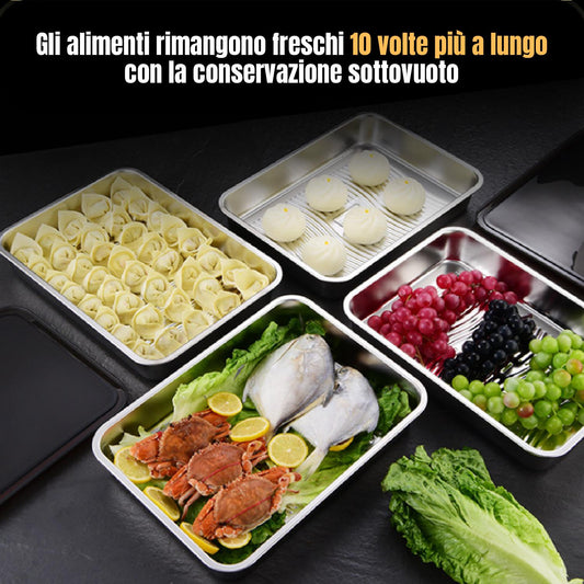 3Pcs/Set Scatole Contenitore Per Alimenti Sottovuoto In Acciaio Inox Di Alta Qualità Con Coperchio Di Aspirazione A Prova Di Perdite