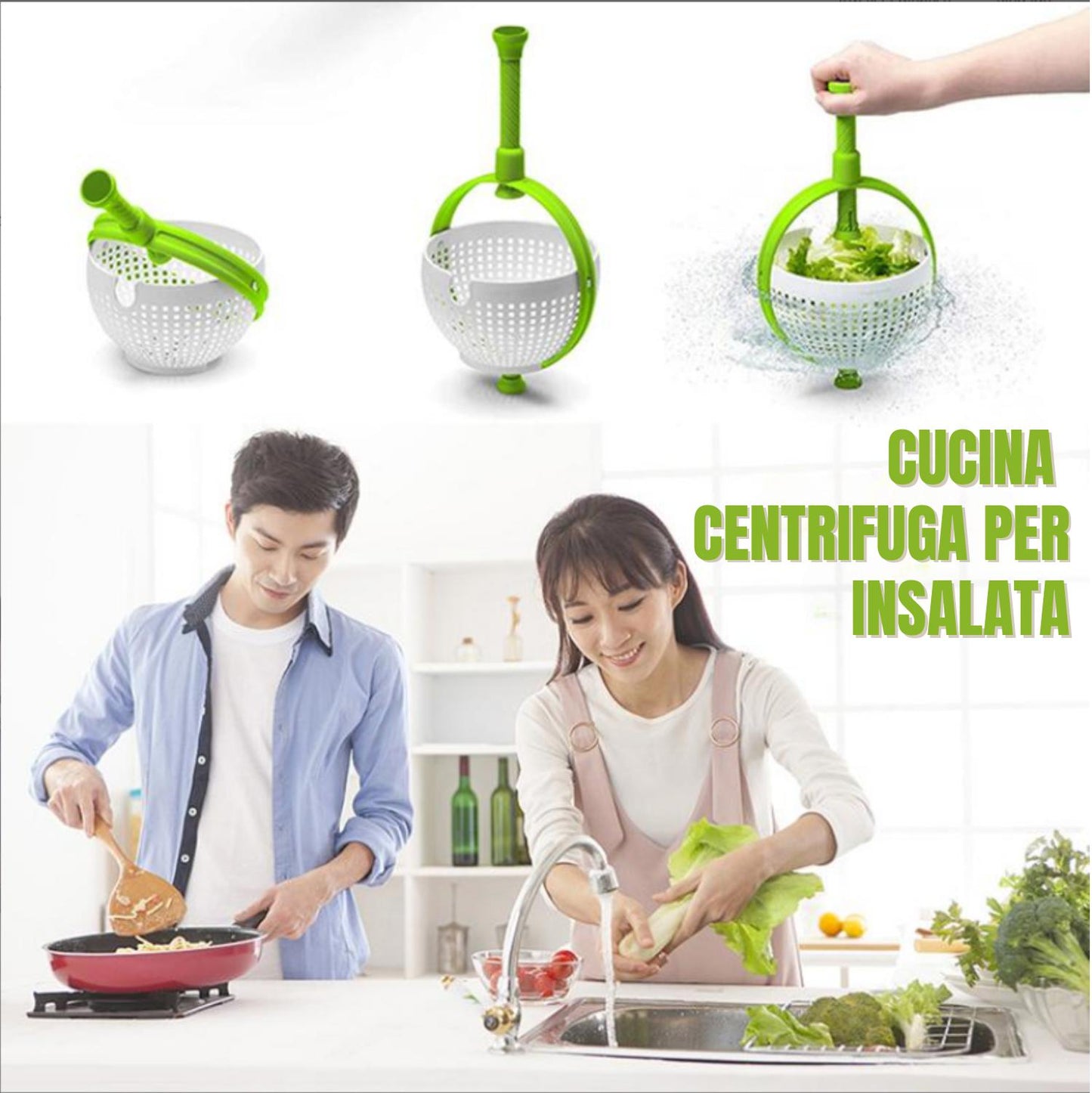 Insalatiera Centrifuga In Nylon Resistente Ai Graffi Colapasta Centrifuga Per Verdure Con Manico Pieghevole