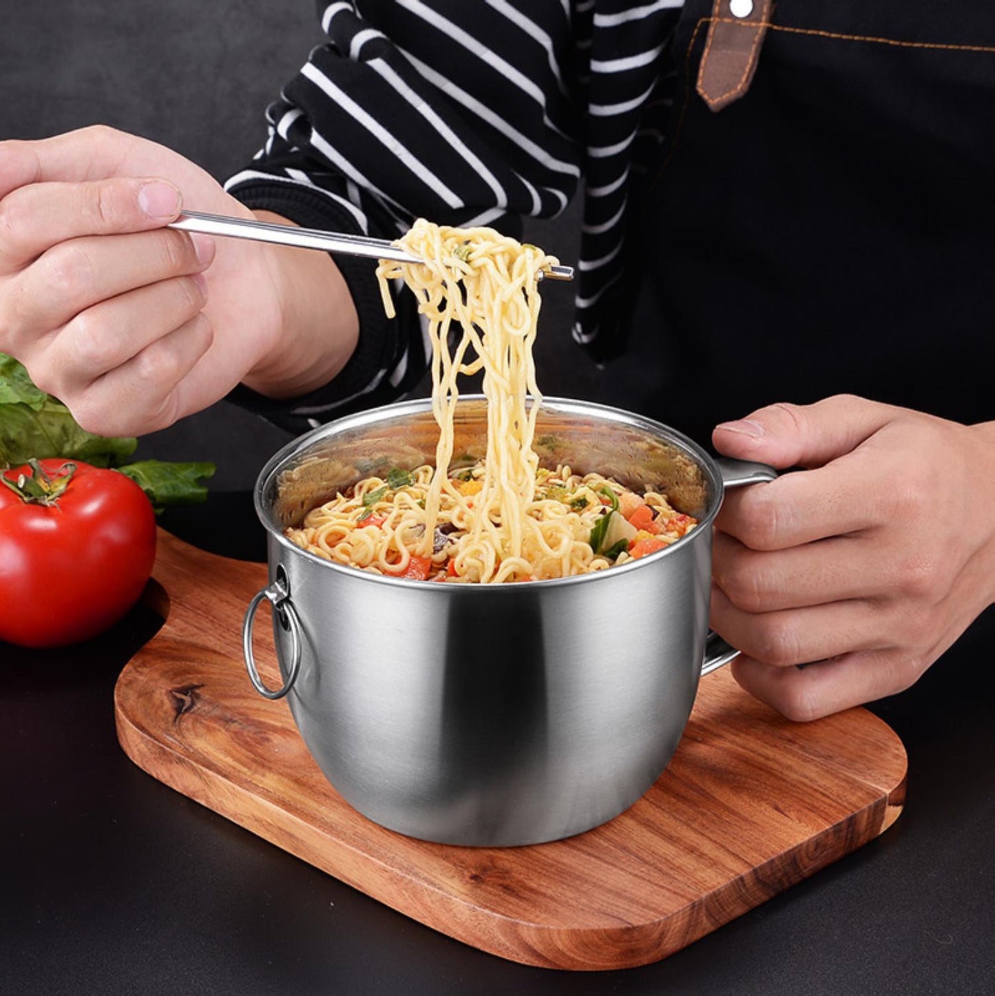 Ciotola Per Fast Food In Acciaio Inox Coppa Per Spaghetti Istantanei Ciotola Per Pranzo Portatile A Tre Strati