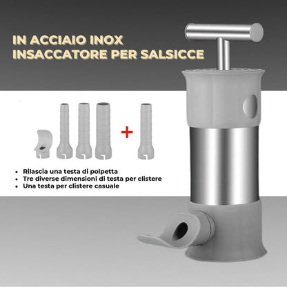 Comoda Macchina Per Salsicce In Acciaio Inox Riempimento Rapido Di Salsicce, 4 Tubi Di Ripieno