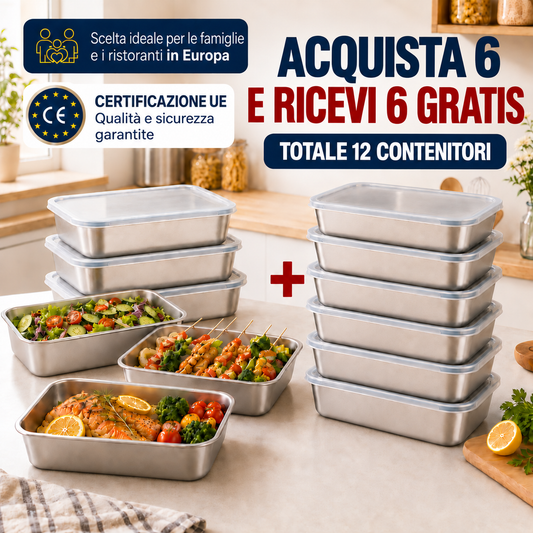 Contenitore premium per alimenti in acciaio inox SUS304 da 2400 ml con coperchio ermetico (25×20×5 cm)